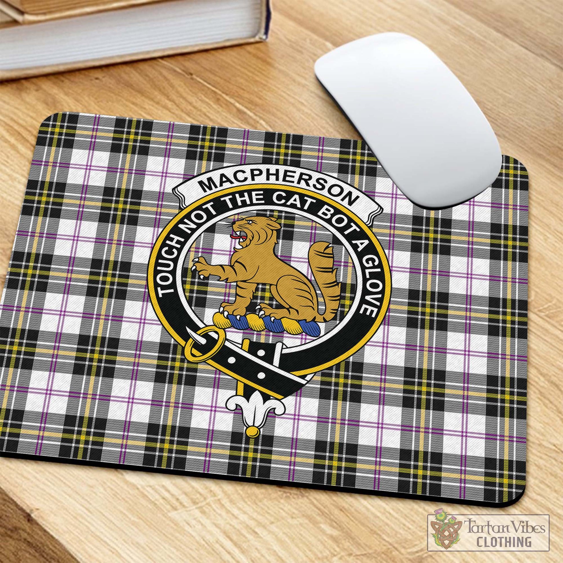 Tartan Vibes Clothing MacPherson Dress Modern Tartan Mouse Pad with Family Crest