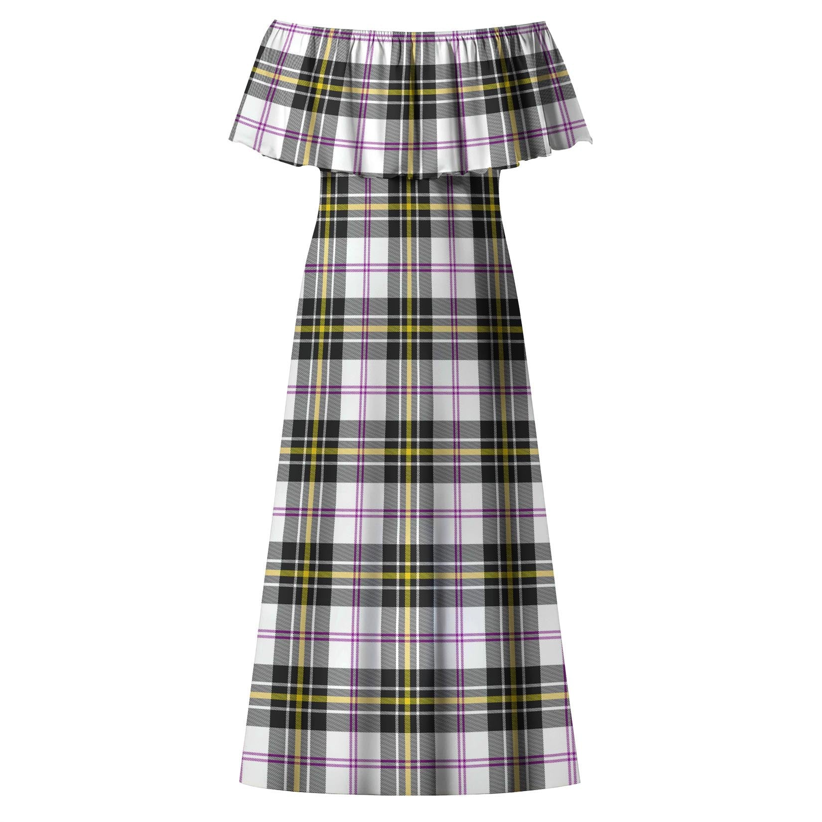 MacPherson Dress Modern Tartan Off Shoulder Long Dress - Tartanvibesclothing