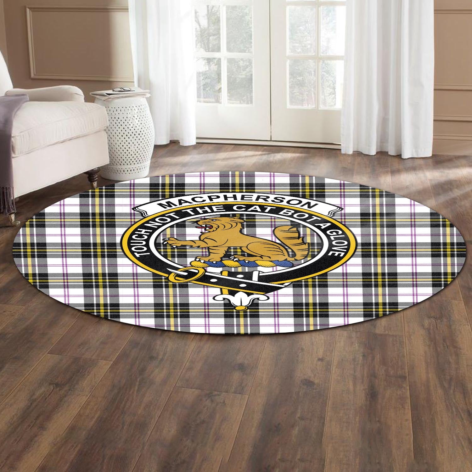 macpherson-dress-modern-tartan-round-rug-with-family-crest