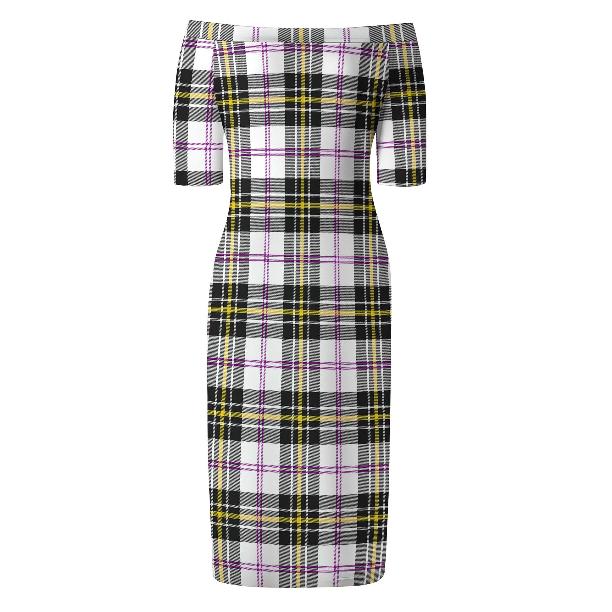 MacPherson Dress Modern Tartan Off Shoulder Lady Dress - Tartanvibesclothing