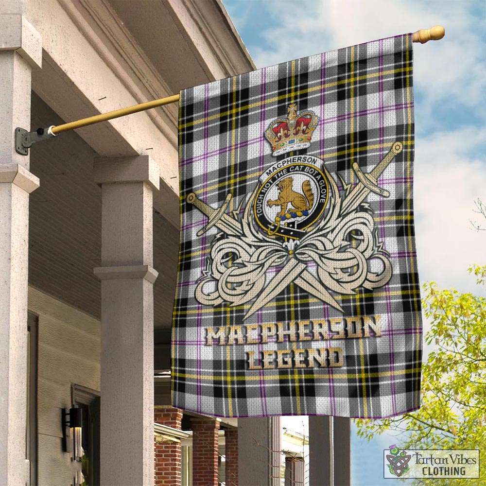 Tartan Vibes Clothing MacPherson Dress Modern Tartan Flag with Clan Crest and the Golden Sword of Courageous Legacy