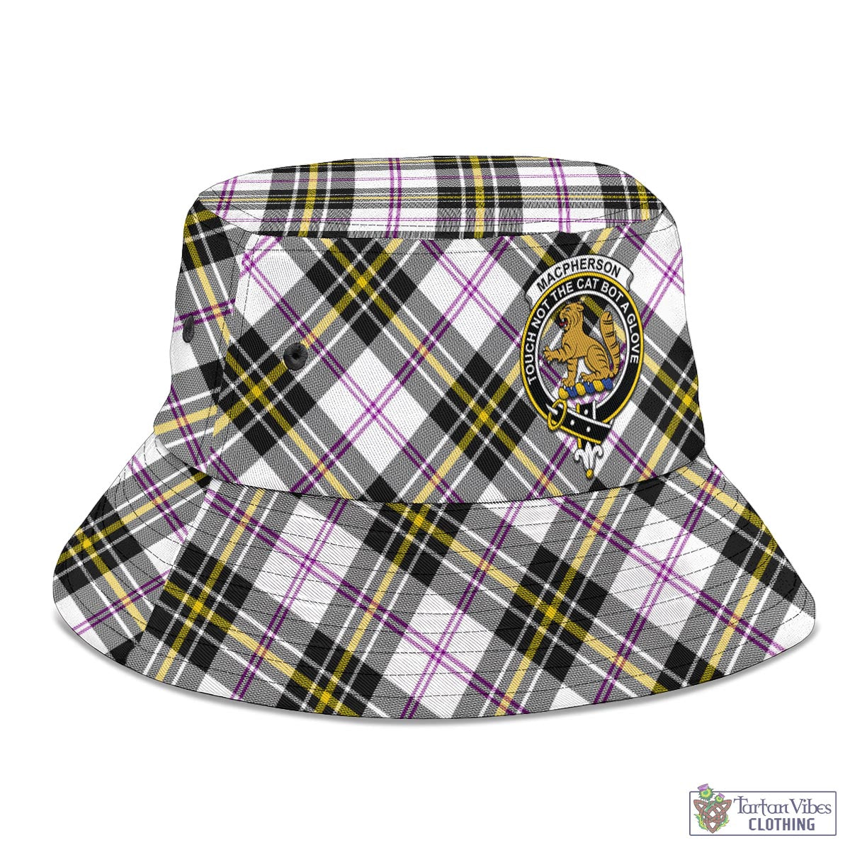 Tartan Vibes Clothing MacPherson Dress Modern Tartan Bucket Hat with Family Crest