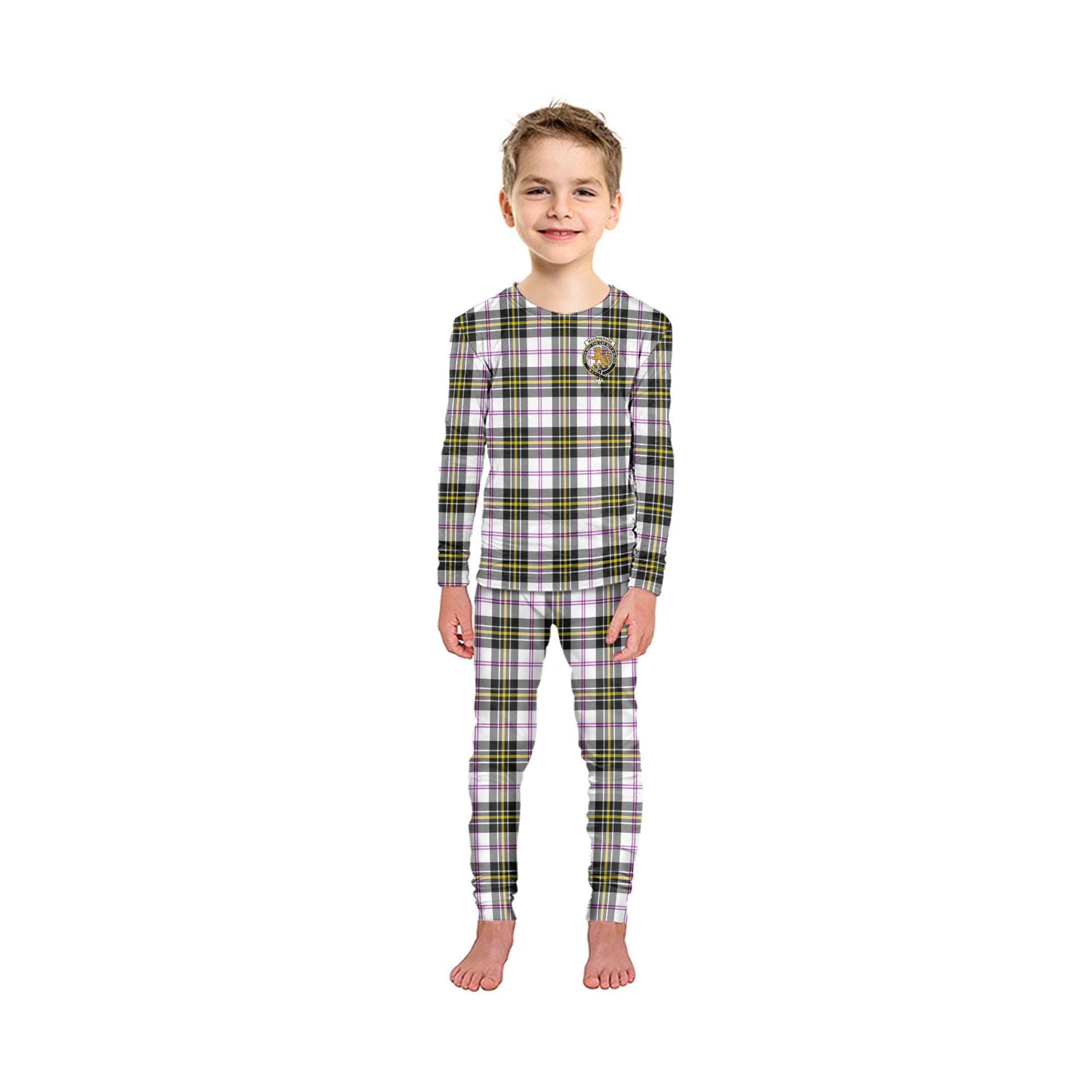 MacPherson Dress Modern Tartan Pajamas Family Set with Family Crest - Tartanvibesclothing