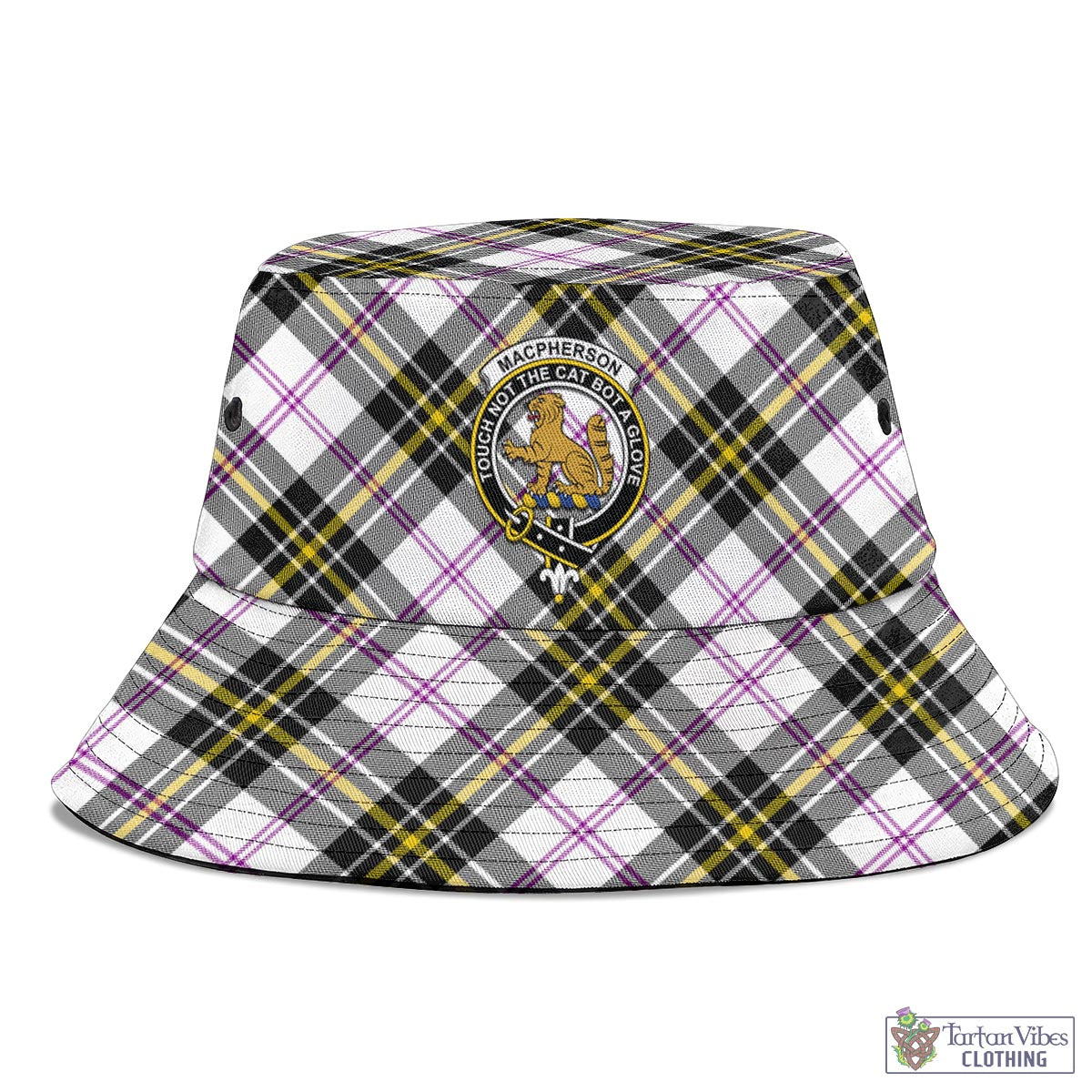 Tartan Vibes Clothing MacPherson Dress Modern Tartan Bucket Hat with Family Crest