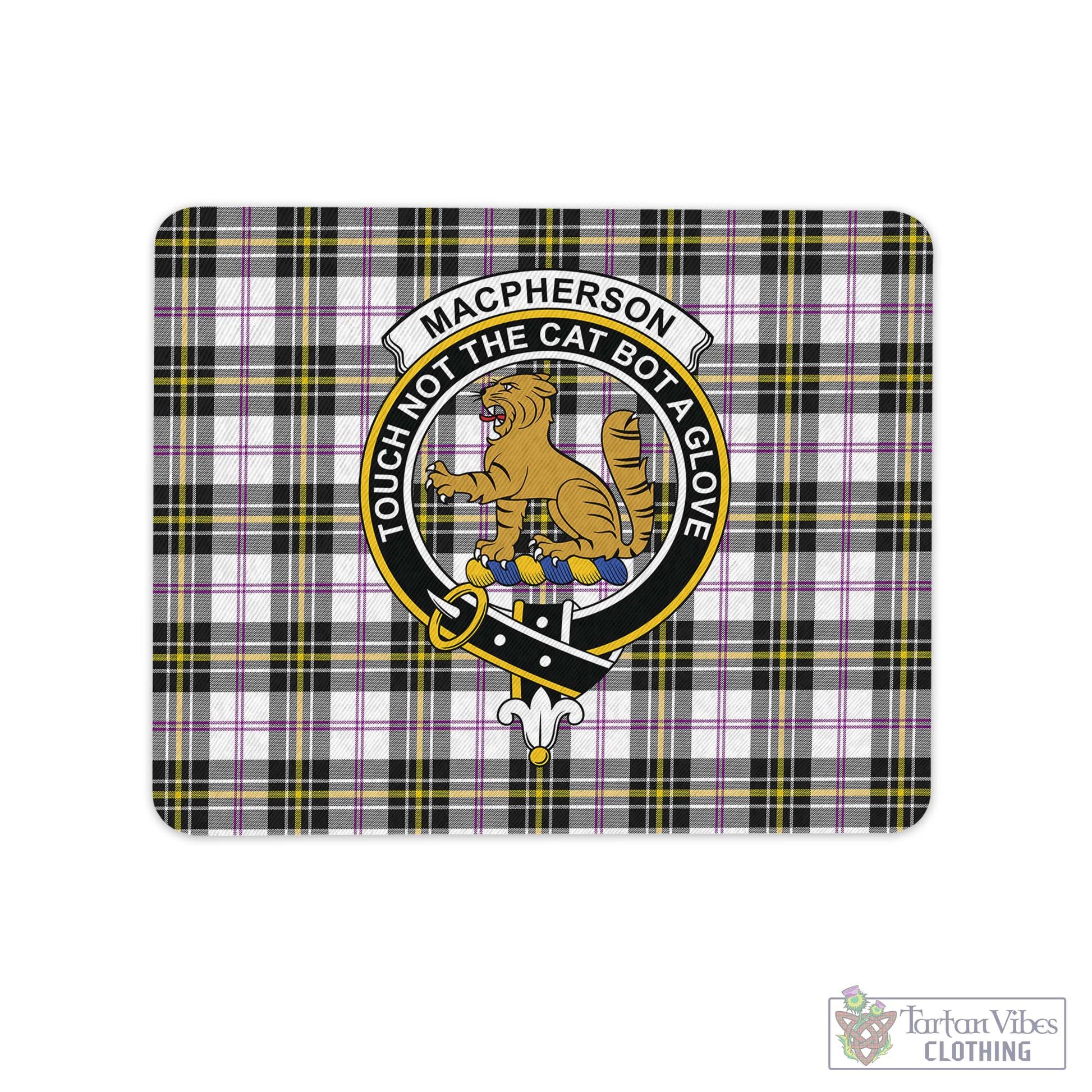 Tartan Vibes Clothing MacPherson Dress Modern Tartan Mouse Pad with Family Crest