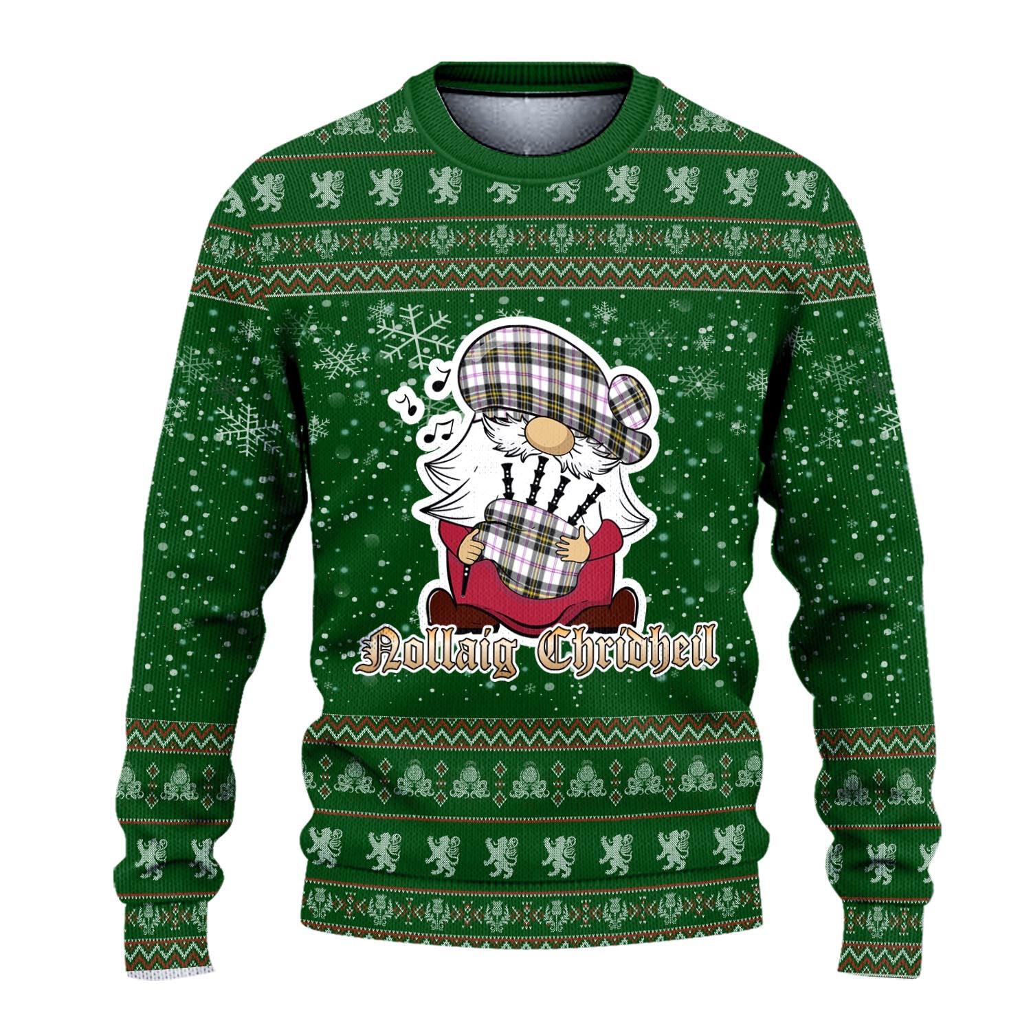 MacPherson Dress Modern Clan Christmas Family Knitted Sweater with Funny Gnome Playing Bagpipes - Tartanvibesclothing