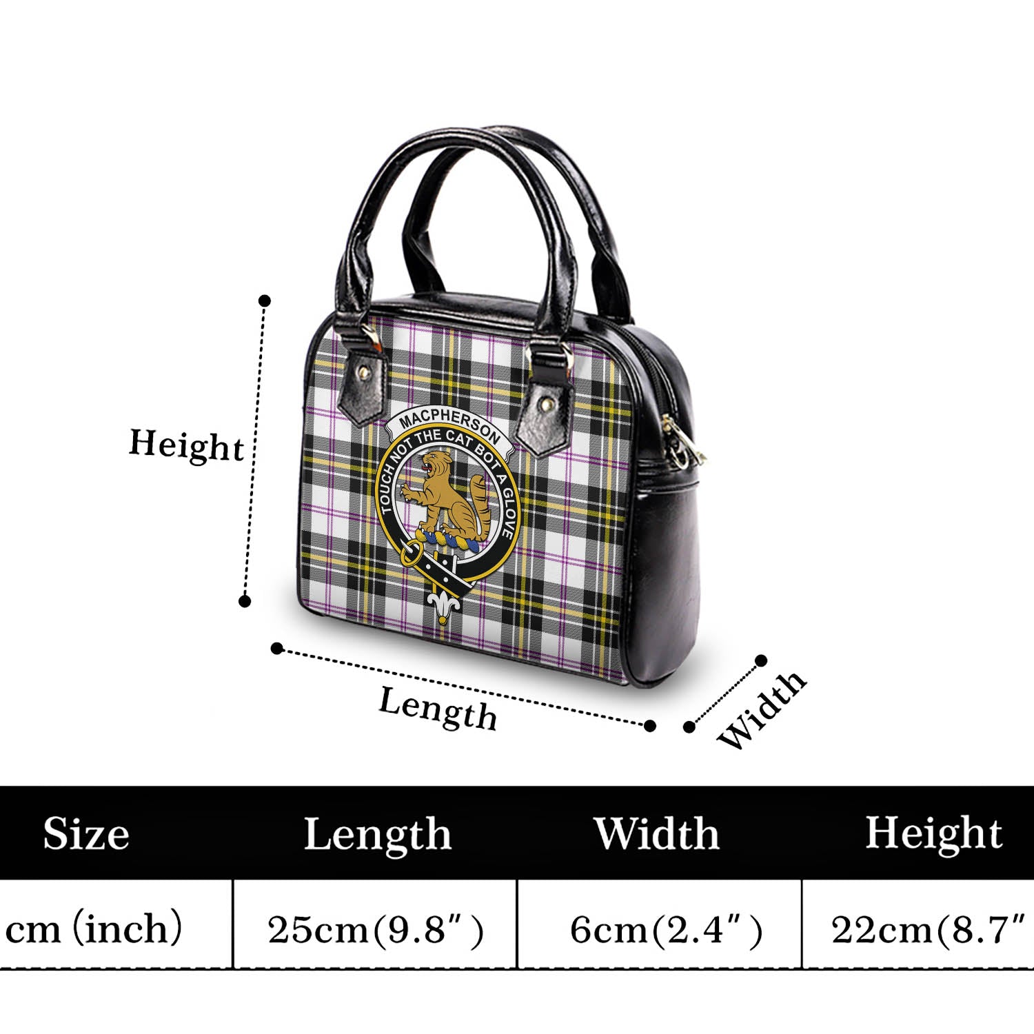 MacPherson Dress Modern Tartan Shoulder Handbags with Family Crest - Tartanvibesclothing