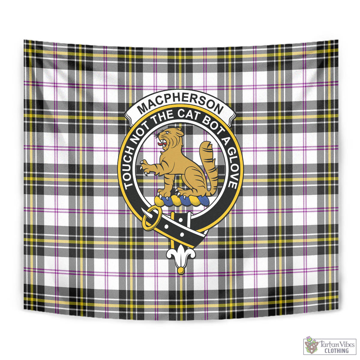 Tartan Vibes Clothing MacPherson Dress Modern Tartan Tapestry Wall Hanging and Home Decor for Room with Family Crest