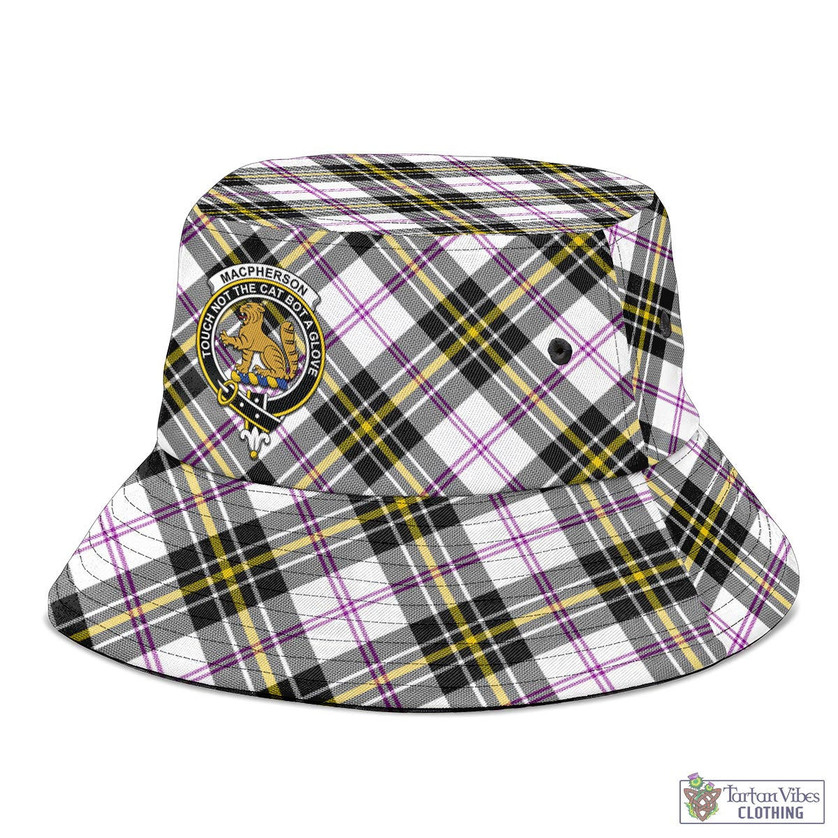 Tartan Vibes Clothing MacPherson Dress Modern Tartan Bucket Hat with Family Crest