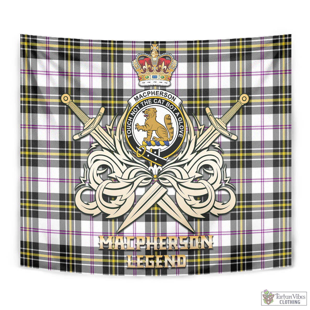 Tartan Vibes Clothing MacPherson Dress Modern Tartan Tapestry with Clan Crest and the Golden Sword of Courageous Legacy