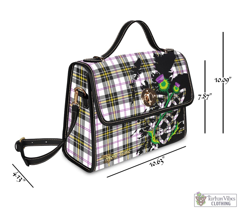 Tartan Vibes Clothing MacPherson Dress Modern Tartan Waterproof Canvas Bag with Scotland Map and Thistle Celtic Accents