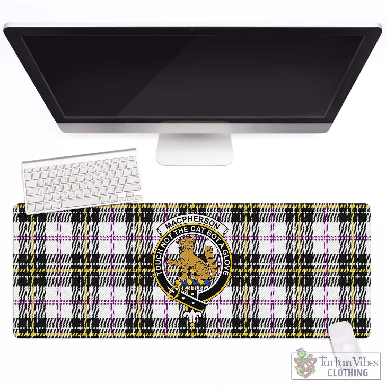 Tartan Vibes Clothing MacPherson Dress Modern Tartan Mouse Pad with Family Crest