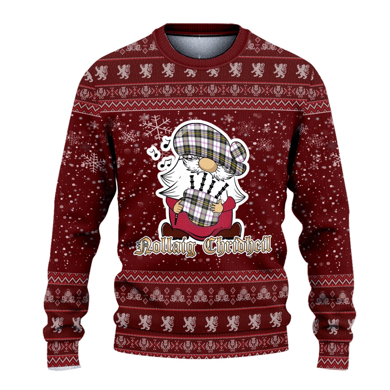 MacPherson Dress Modern Clan Christmas Family Knitted Sweater with Funny Gnome Playing Bagpipes - Tartanvibesclothing