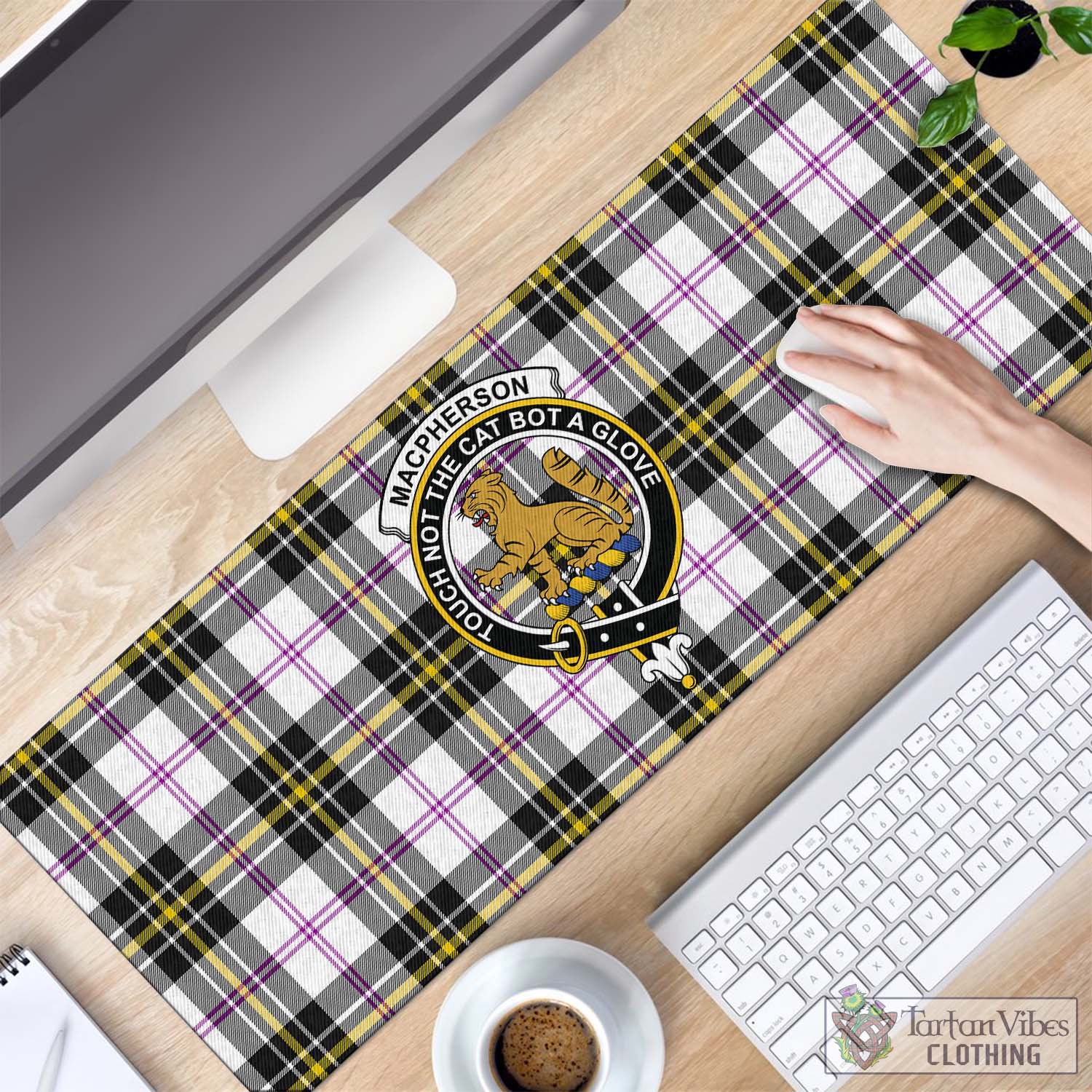 Tartan Vibes Clothing MacPherson Dress Modern Tartan Mouse Pad with Family Crest