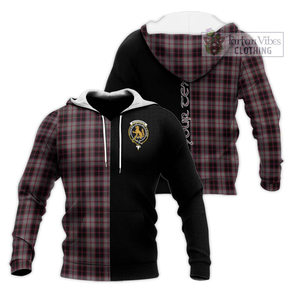 MacPherson Hunting Tartan Knitted Hoodie with Family Crest and Half Of Me Style Unisex Knitted Pullover Hoodie - Tartanvibesclothing Shop