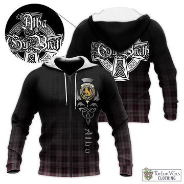 MacPherson Hunting Tartan Knitted Hoodie Featuring Alba Gu Brath Family Crest Celtic Inspired