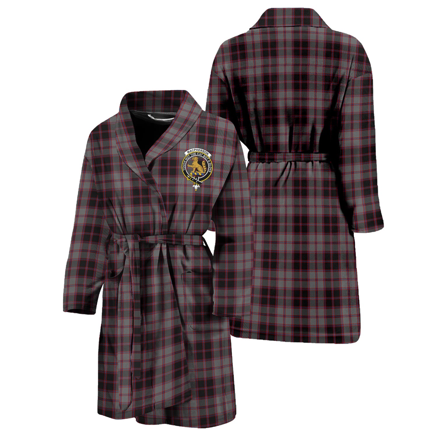 MacPherson Hunting Tartan Bathrobe with Family Crest Unisex S - Tartan Vibes Clothing