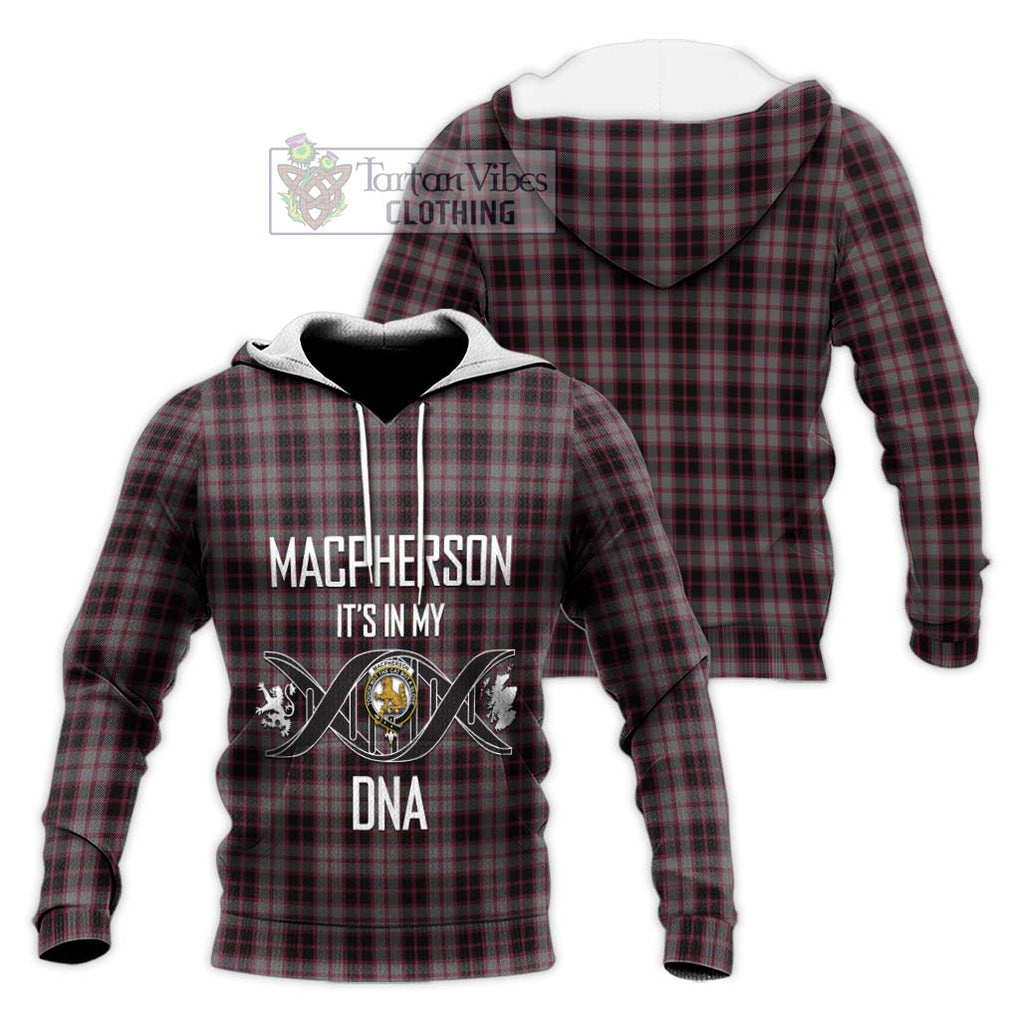 MacPherson Hunting Tartan Knitted Hoodie with Family Crest DNA In Me Style Unisex Knitted Pullover Hoodie - Tartanvibesclothing Shop