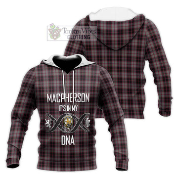 MacPherson Hunting Tartan Knitted Hoodie with Family Crest DNA In Me Style