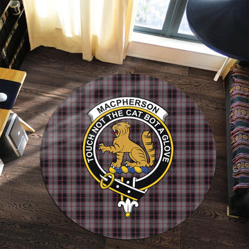 MacPherson Hunting Tartan Round Rug with Family Crest