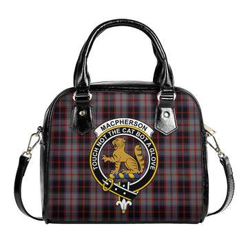 MacPherson Hunting Tartan Shoulder Handbags with Family Crest