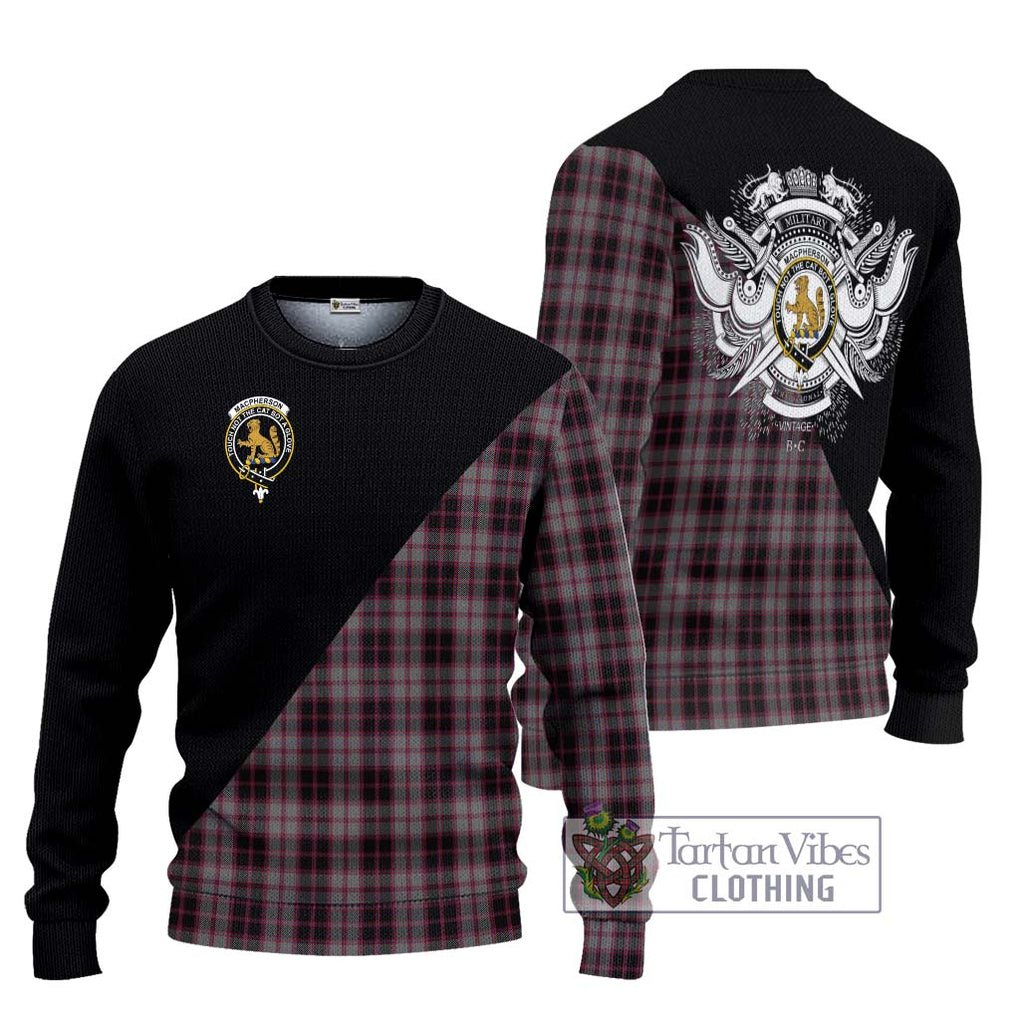 MacPherson Hunting Tartan Knitted Sweater with Family Crest and Military Logo Style Unisex - Tartanvibesclothing Shop