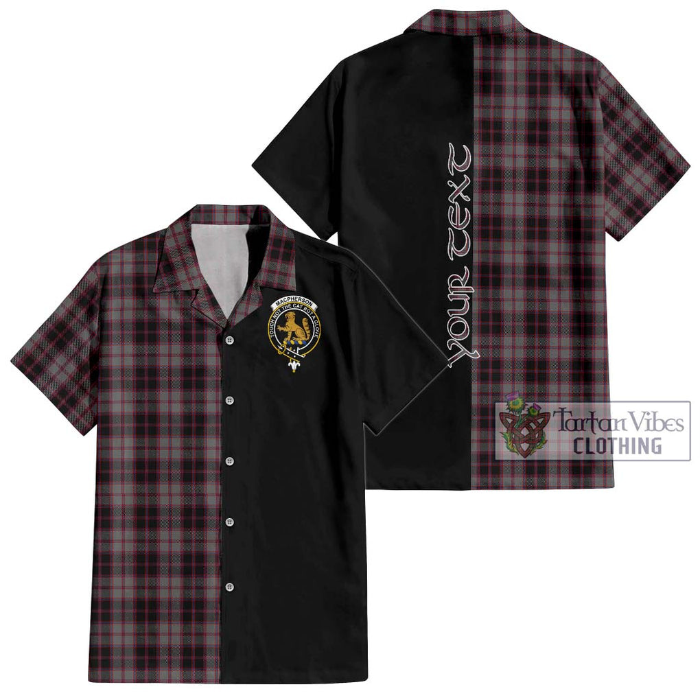 MacPherson Hunting Tartan Short Sleeve Button Shirt with Family Crest and Half Of Me Style Kid - Tartanvibesclothing Shop