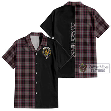 MacPherson Hunting Tartan Short Sleeve Button Shirt with Family Crest and Half Of Me Style