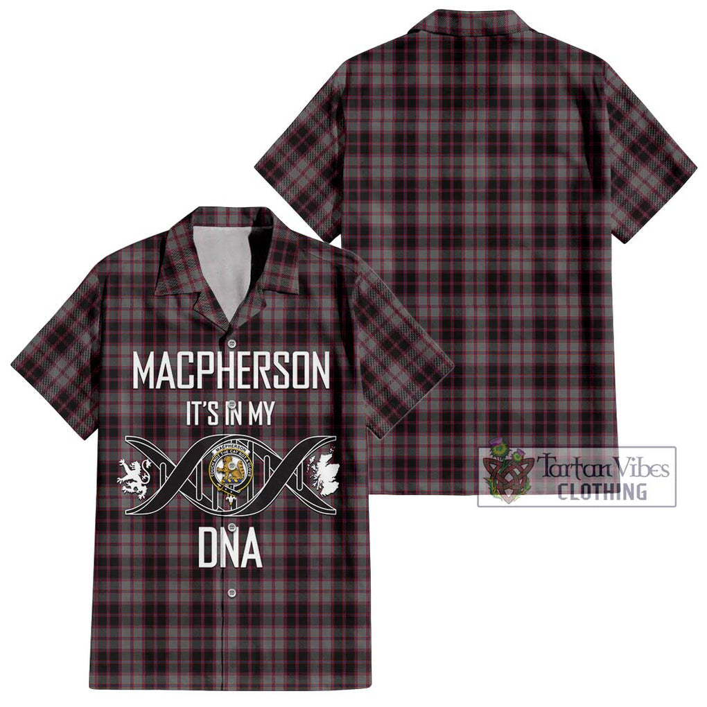 MacPherson Hunting Tartan Short Sleeve Button Shirt with Family Crest DNA In Me Style Kid - Tartanvibesclothing Shop