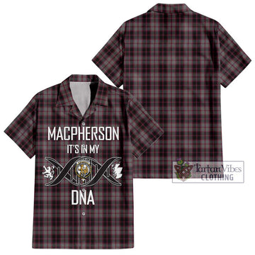 MacPherson Hunting Tartan Short Sleeve Button Shirt with Family Crest DNA In Me Style