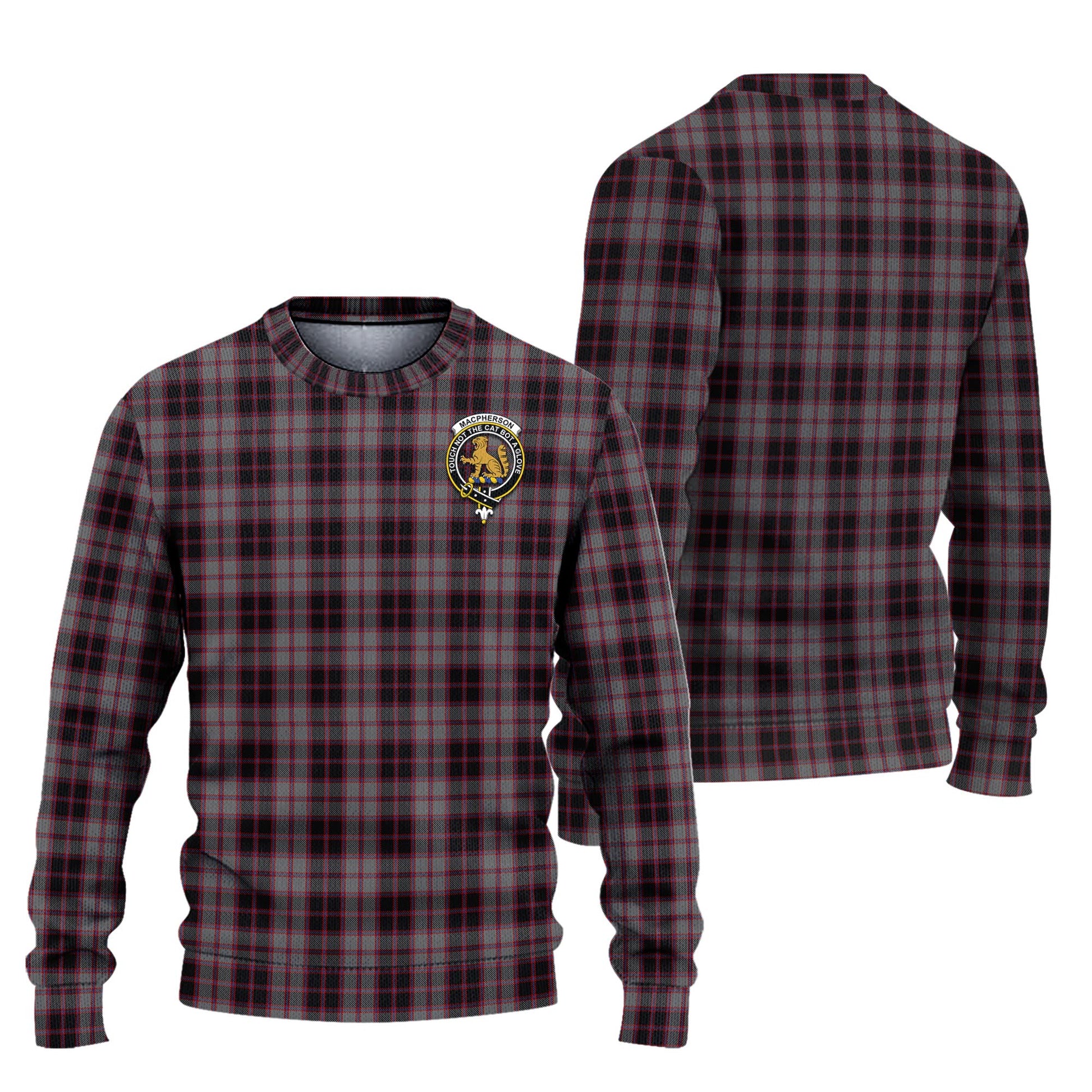 MacPherson Hunting Tartan Knitted Sweater with Family Crest Unisex - Tartanvibesclothing