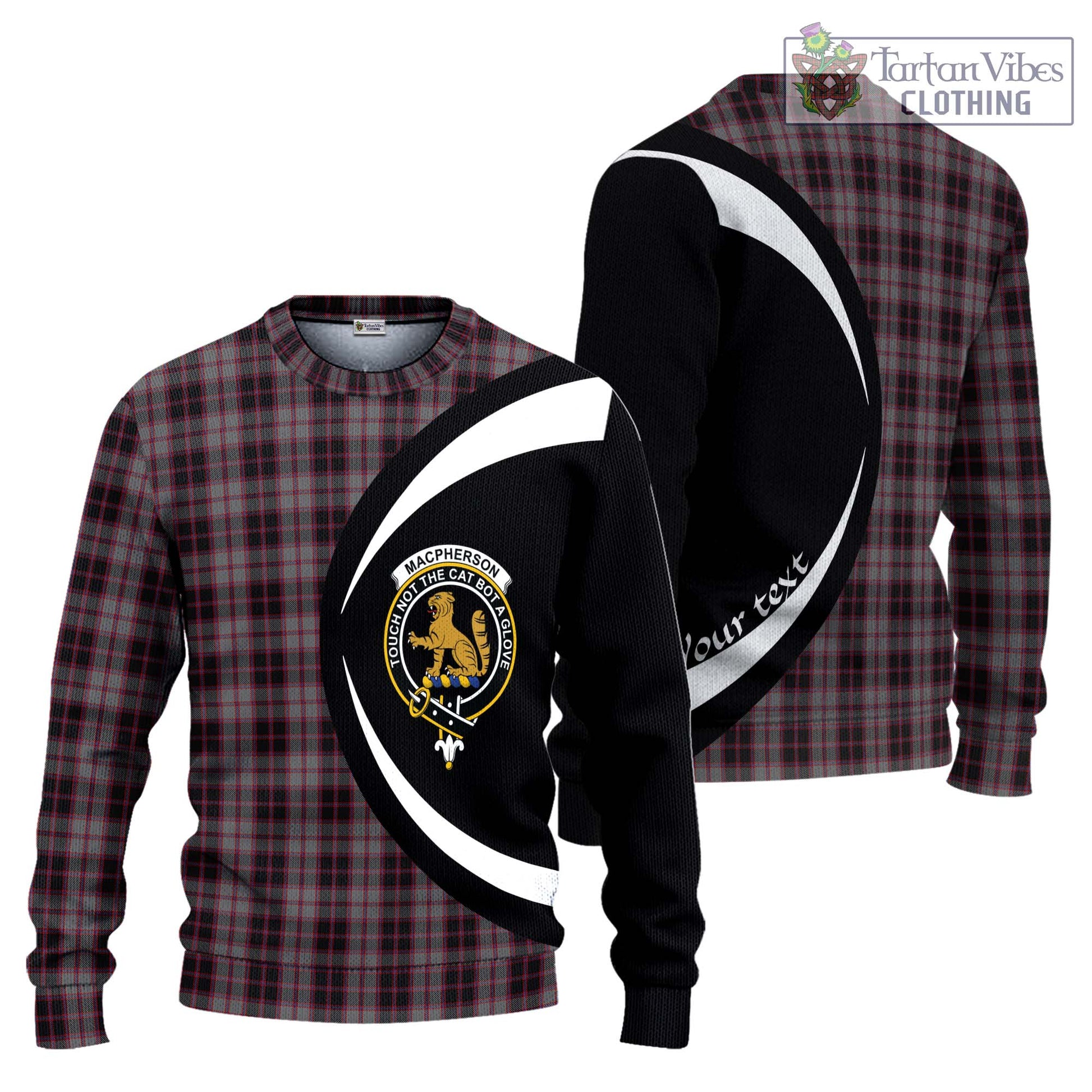 MacPherson Hunting Tartan Knitted Sweater with Family Crest Circle Style Unisex - Tartan Vibes Clothing