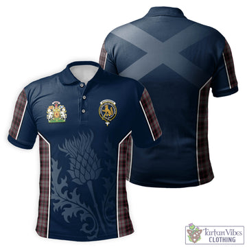 MacPherson Hunting Tartan Men's Polo Shirt with Family Crest and Scottish Thistle Vibes Sport Style