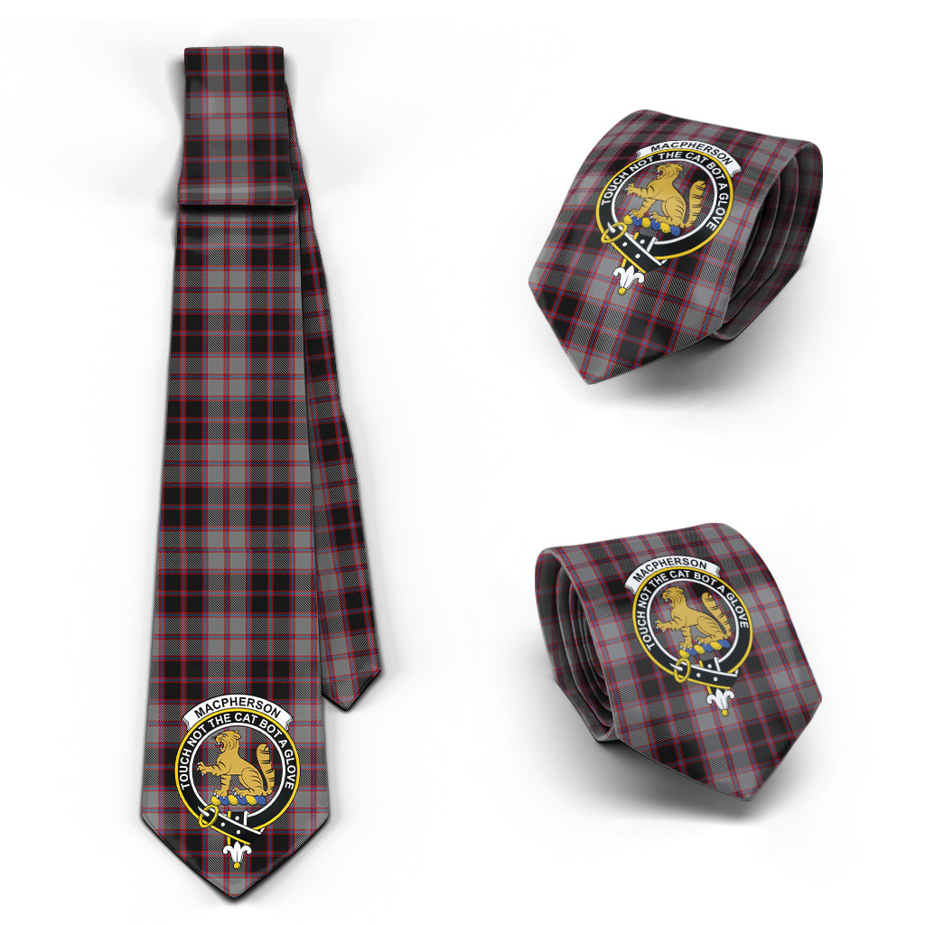 MacPherson Hunting Tartan Classic Necktie with Family Crest Necktie One Size - Tartan Vibes Clothing