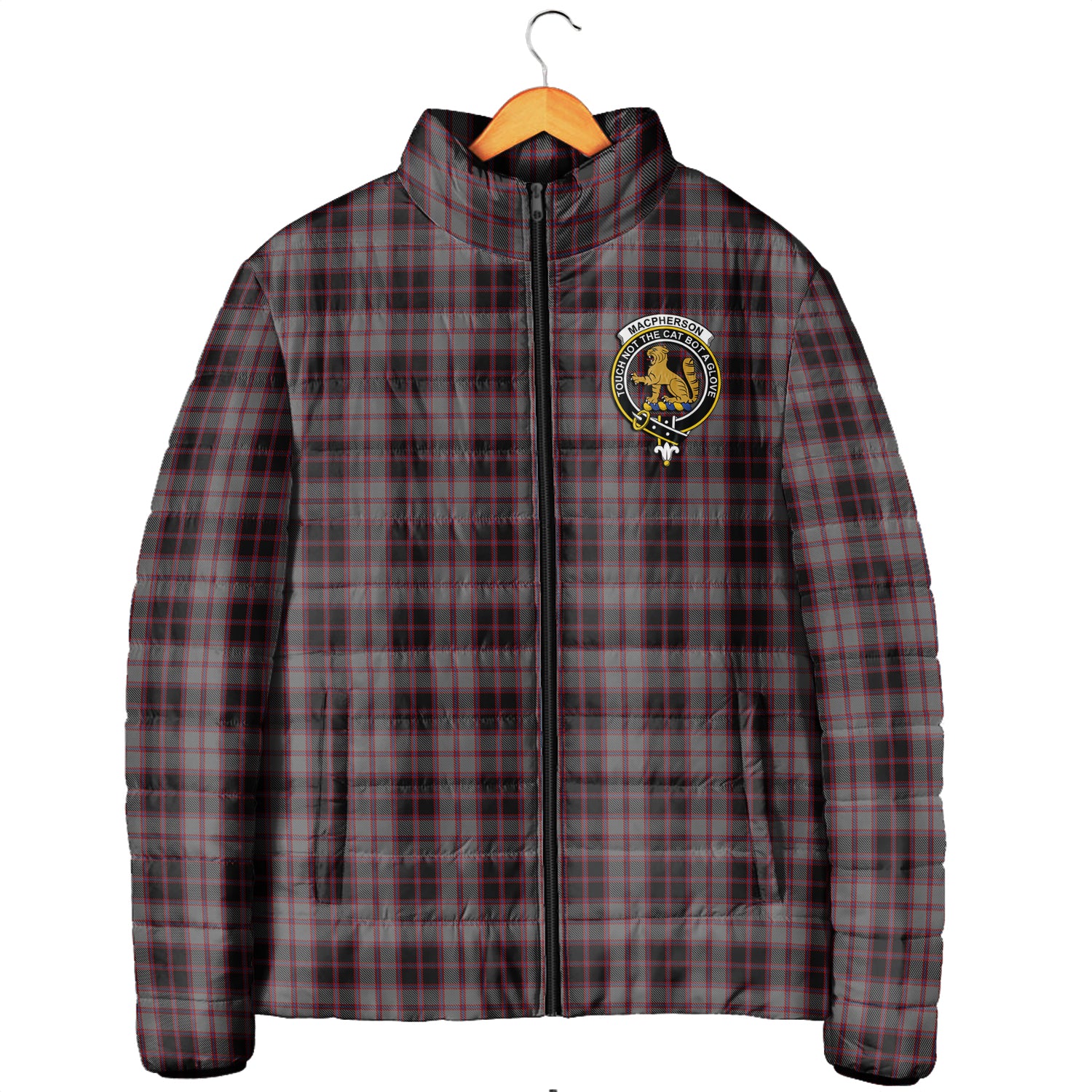 MacPherson Hunting Tartan Padded Jacket with Family Crest Men's Padded Jacket - Tartan Vibes Clothing