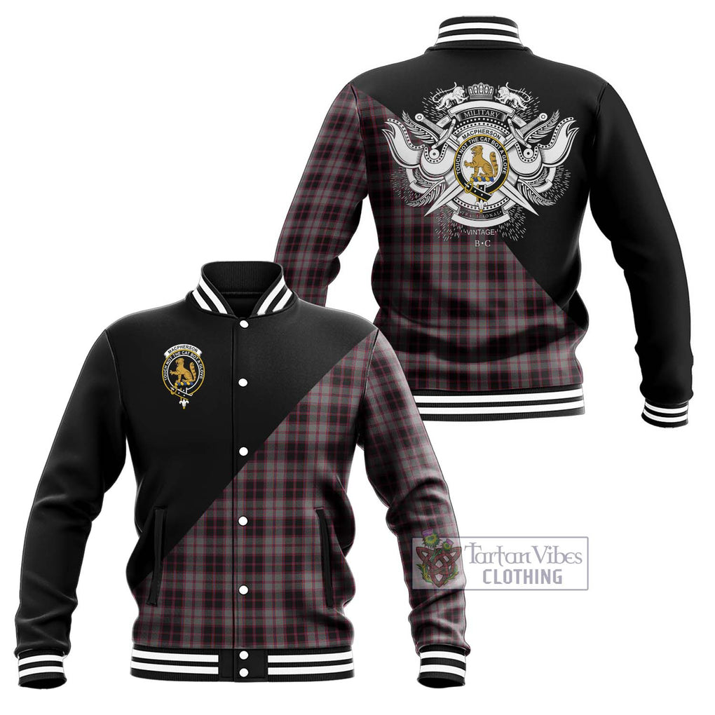 MacPherson Hunting Tartan Baseball Jacket with Family Crest and Military Logo Style Unisex - Tartanvibesclothing Shop