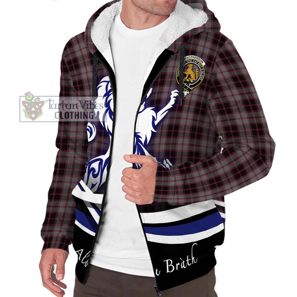 MacPherson Hunting Tartan Sherpa Hoodie with Alba Gu Brath Regal Lion Emblem Unisex S - Tartanvibesclothing Shop