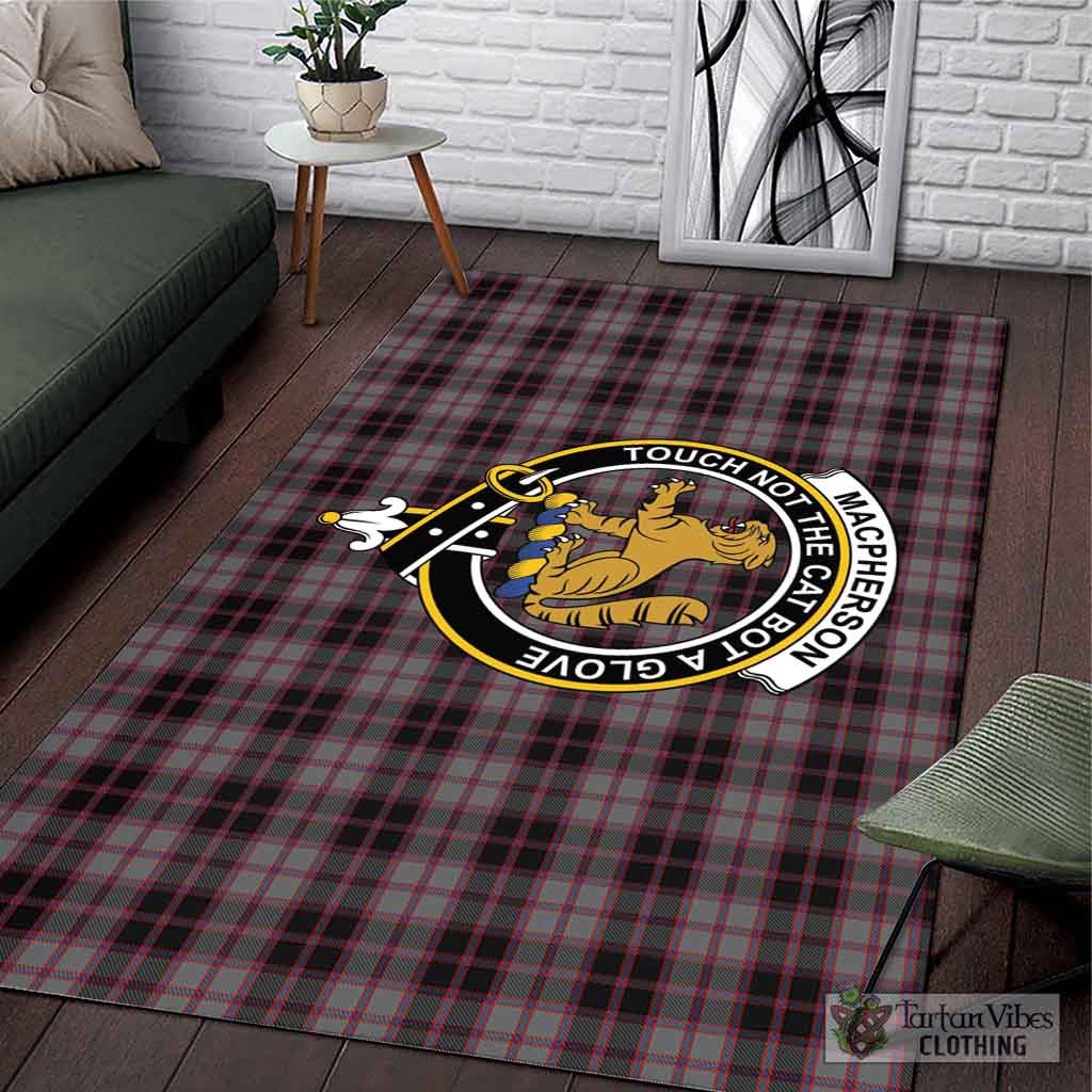 Tartan Vibes Clothing MacPherson Hunting Tartan Area Rug with Family Crest