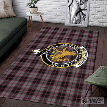 MacPherson Hunting Tartan Area Rug with Family Crest