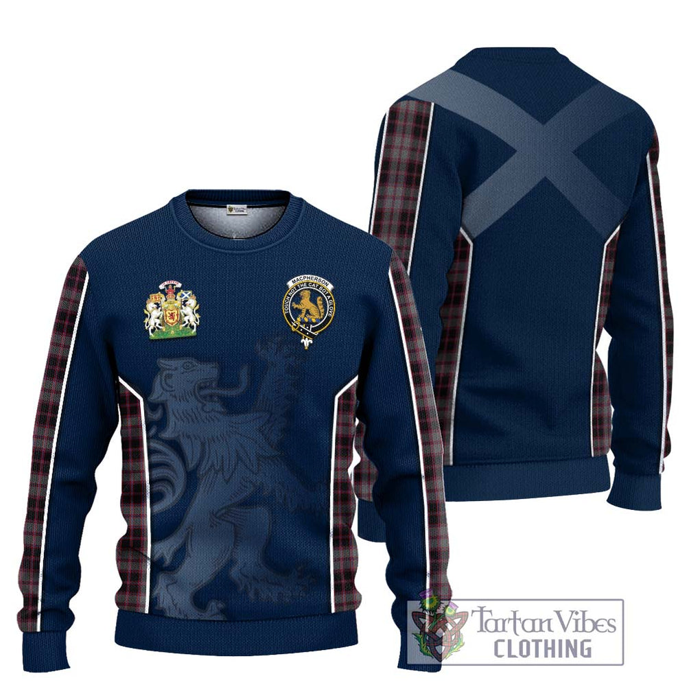 MacPherson Hunting Tartan Knitted Sweater with Family Crest and Lion Rampant Vibes Sport Style Unisex - Tartan Vibes Clothing