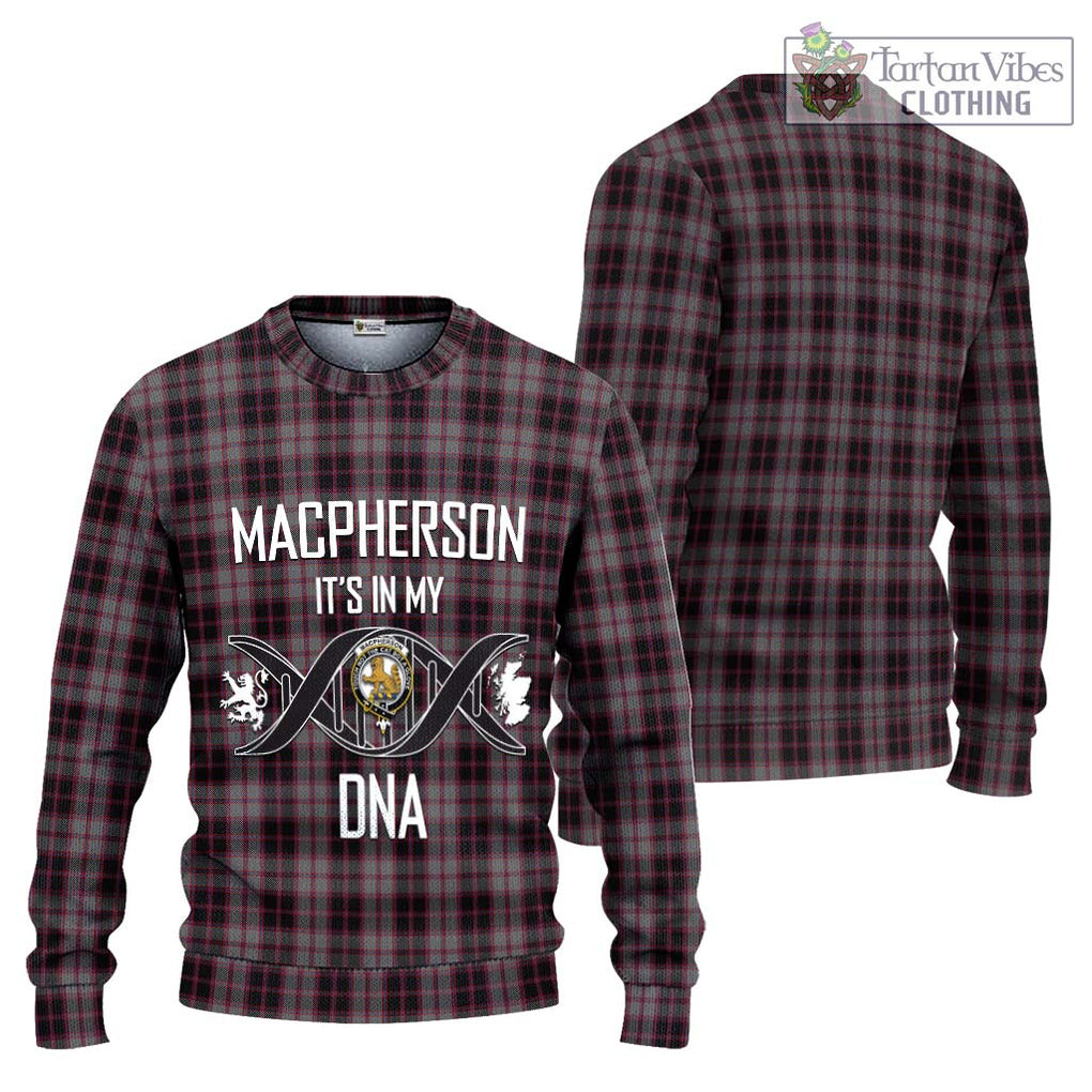 MacPherson Hunting Tartan Knitted Sweater with Family Crest DNA In Me Style Unisex - Tartanvibesclothing Shop