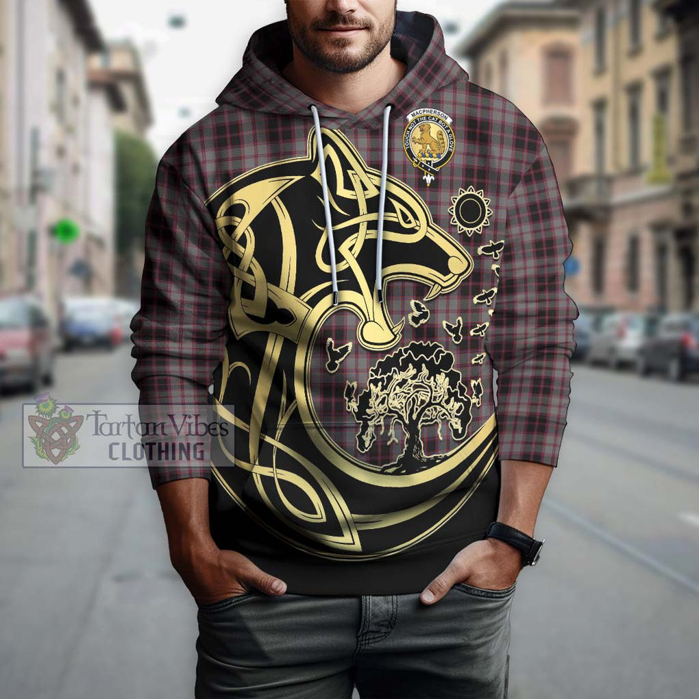 MacPherson Hunting Tartan Hoodie with Family Crest Celtic Wolf Style Zip Hoodie - Tartan Vibes Clothing