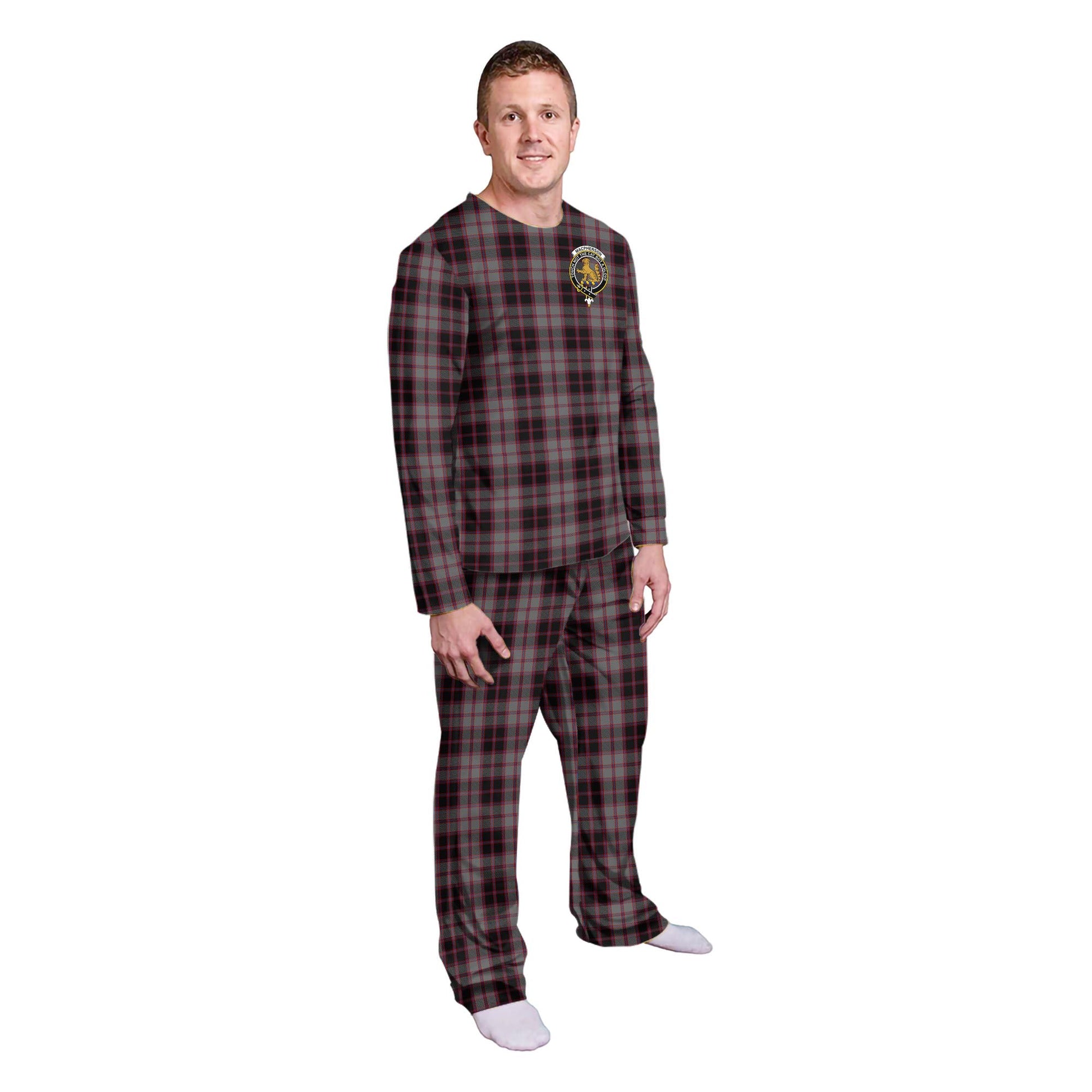 MacPherson Hunting Tartan Pajamas Family Set with Family Crest - Tartanvibesclothing