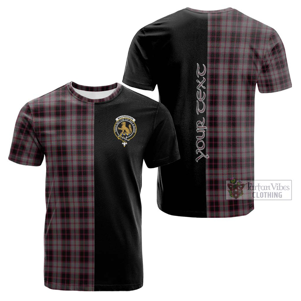 Tartan Vibes Clothing MacPherson Hunting Tartan Cotton T-shirt with Family Crest and Half Of Me Style