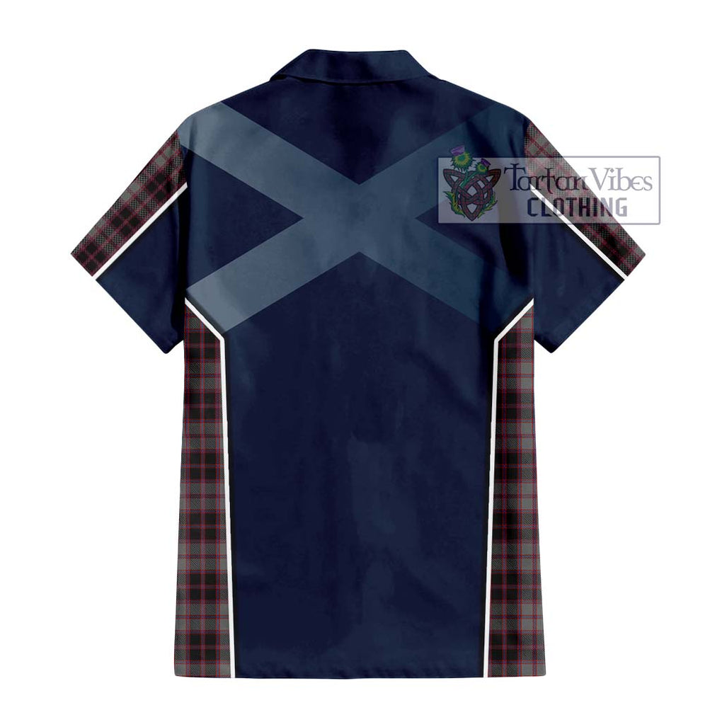 MacPherson Hunting Tartan Short Sleeve Button Shirt with Family Crest and Lion Rampant Vibes Sport Style - Tartan Vibes Clothing