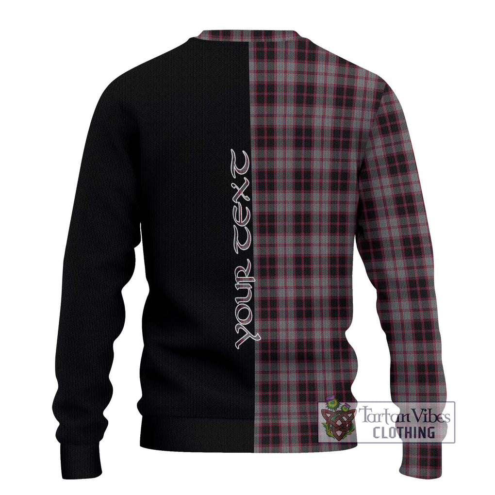 MacPherson Hunting Tartan Knitted Sweater with Family Crest and Half Of Me Style - Tartanvibesclothing Shop