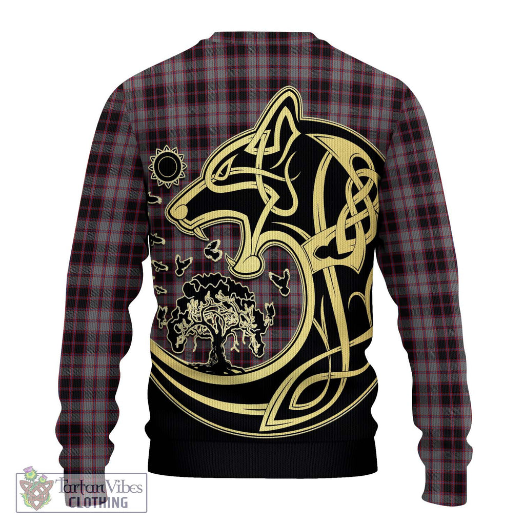 MacPherson Hunting Tartan Knitted Sweater with Family Crest Celtic Wolf Style - Tartan Vibes Clothing