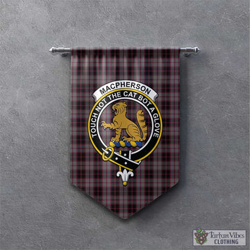 MacPherson Hunting Tartan Gonfalon, Tartan Banner with Family Crest