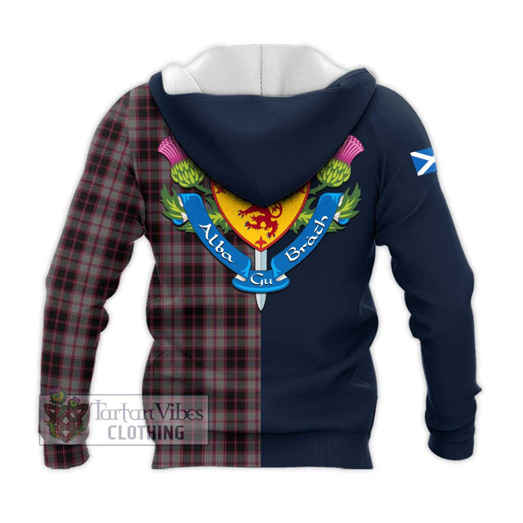 Tartan Vibes Clothing MacPherson Hunting Tartan Knitted Hoodie with Scottish Lion Royal Arm Half Style