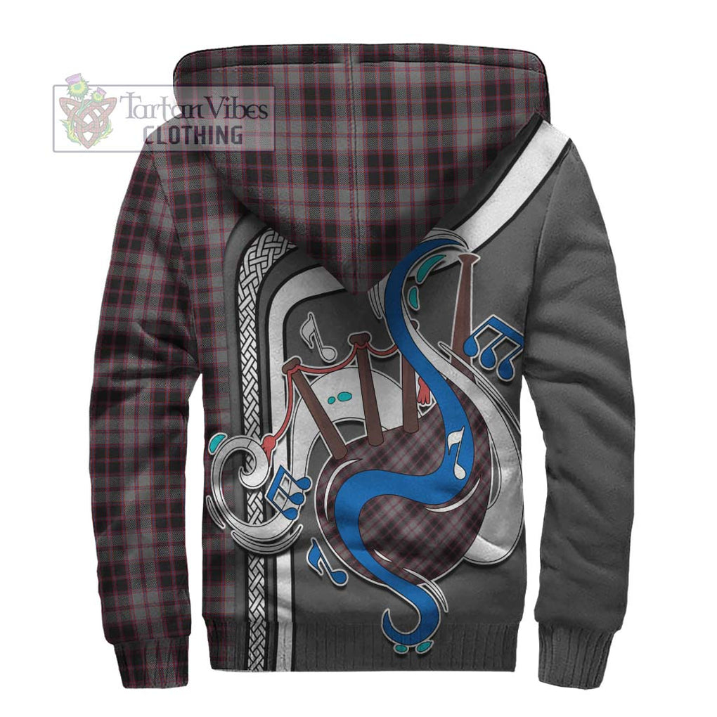 MacPherson Hunting Tartan Sherpa Hoodie with Epic Bagpipe Style - Tartanvibesclothing Shop